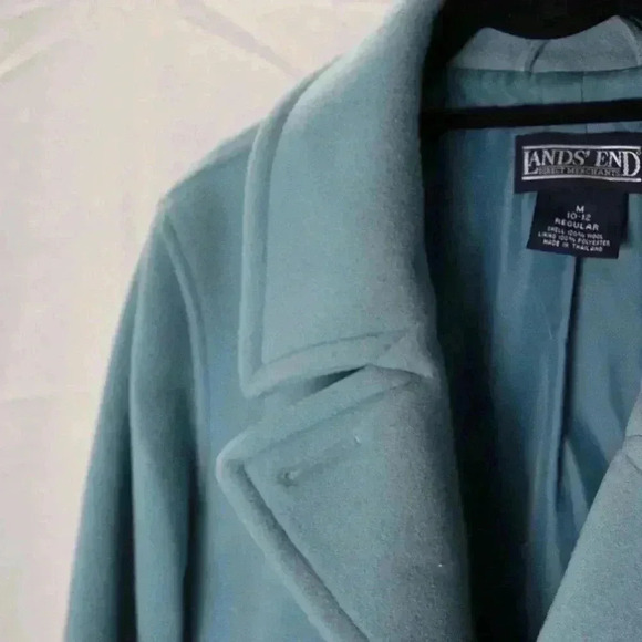 Lands' End 100% Wool Vintage dusty blue Jacket Coat women's 10-12 winter - Picture 5 of 12